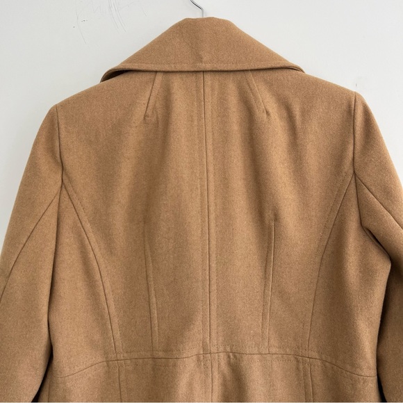 LONDON FOG Beige Tan Wool Blend Double Breasted Long Sleeve Pea Coat Jacket Sz L - Picture 8 of 15